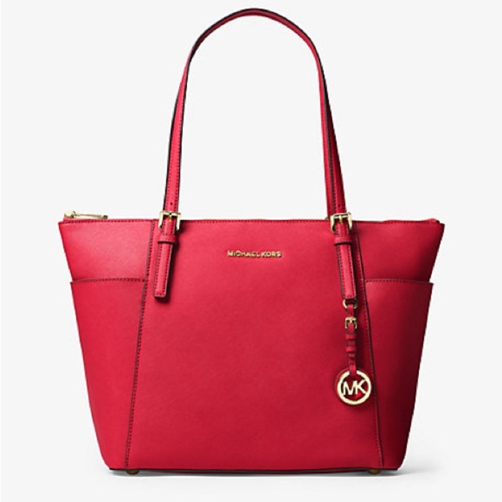 NWT Michael Kors East West Top Zip Tote in Cherry